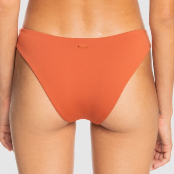 NWT ROXY SD BEACH CLASSICS REG HIGH LEG BIKINI SWIMSUIT baked clay RUST orange L - Picture 1 of 8